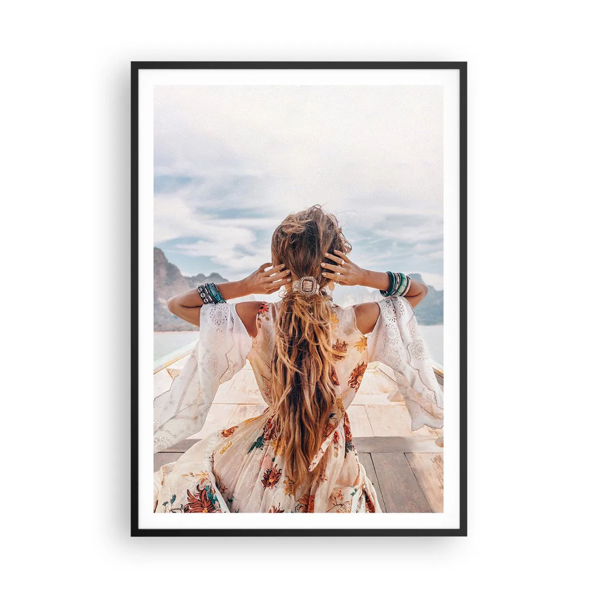 Póster en marco negro - Rumbo a la felicidad - 70x100 cm