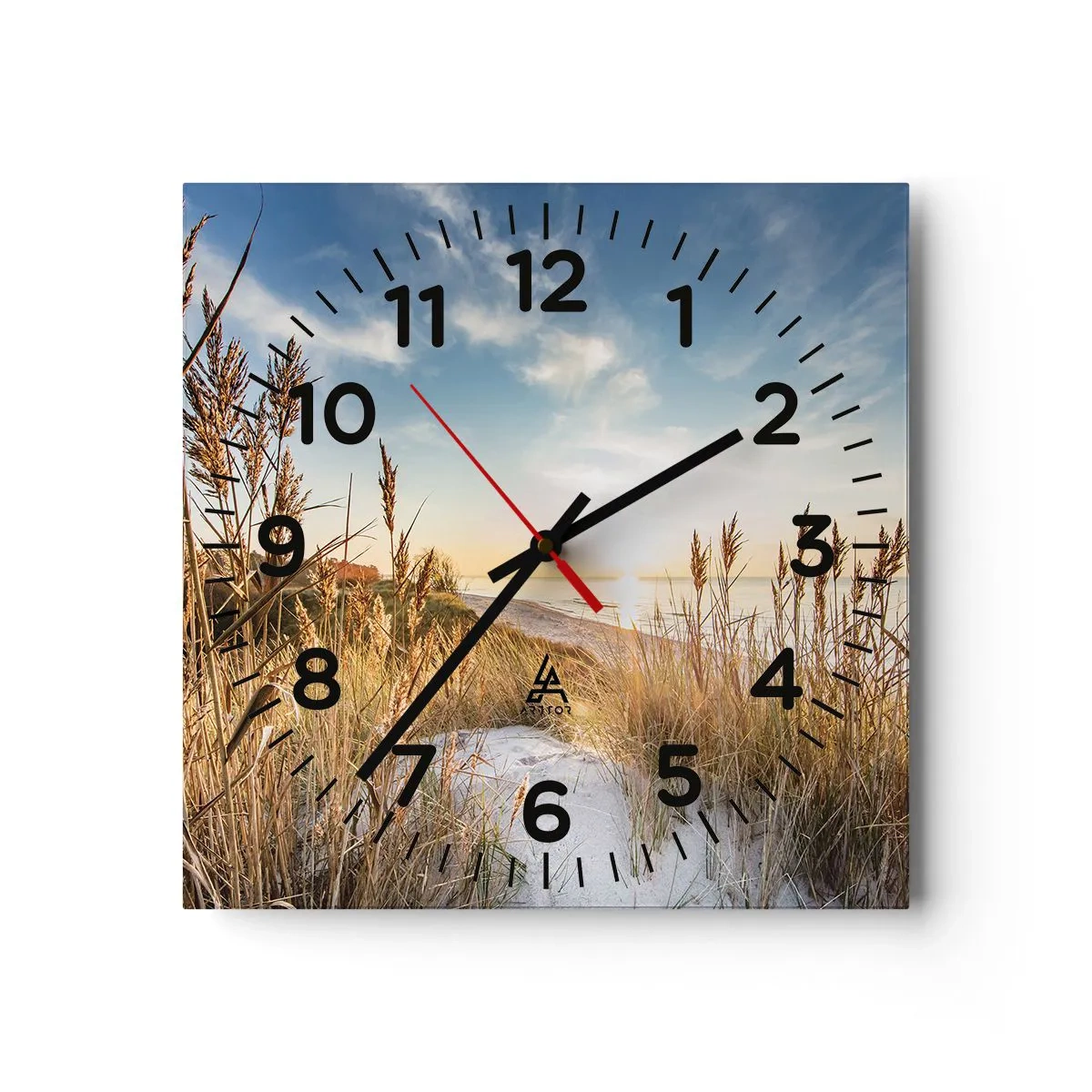 Reloj de pared - Reloj de vidrio - Playa del norte - 30x30 cm
