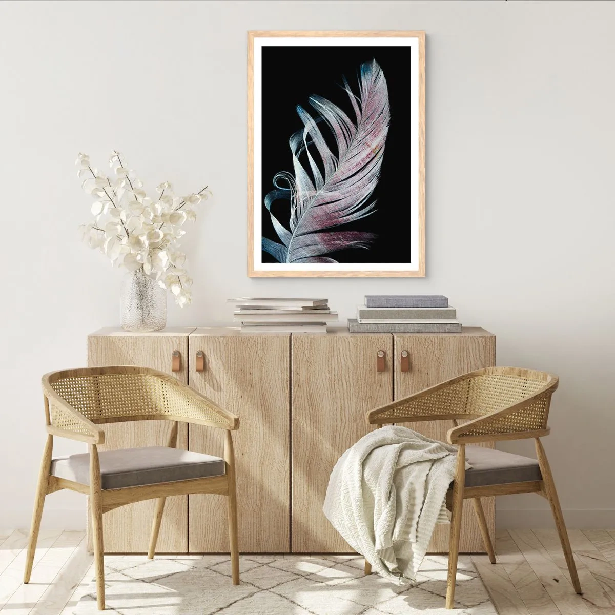 Póster en marco roble claro - Piensa en el tacto - 70x100 cm