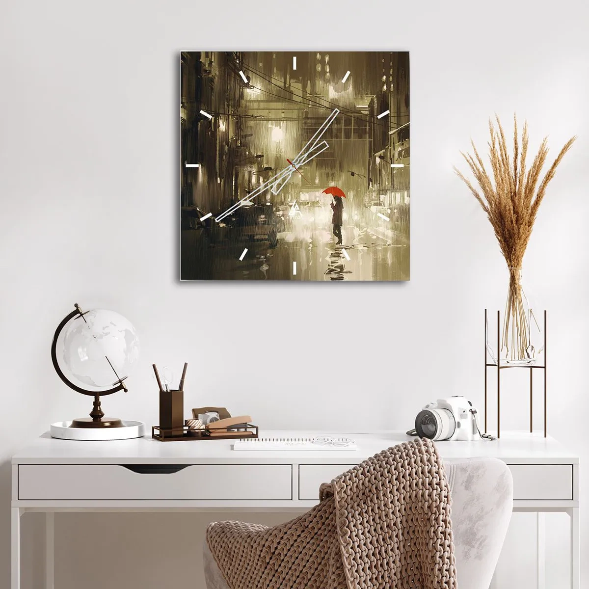 Reloj de pared - Reloj de vidrio - Soledad en la urbe - 40x40 cm