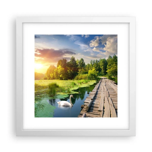 Póster en marco blanco - Verano, verano en todas partes - 30x30 cm