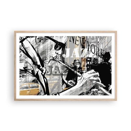 Póster en marco roble claro - Al ritmo de Nueva York - 91x61 cm