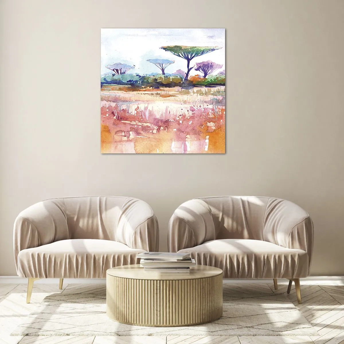 Cuadro sobre vidrio - Impresiones sobre Vidrio - Colores de la sabana - 30x30 cm