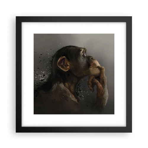 Póster en marco negro - La evolución del pensador - 30x30 cm