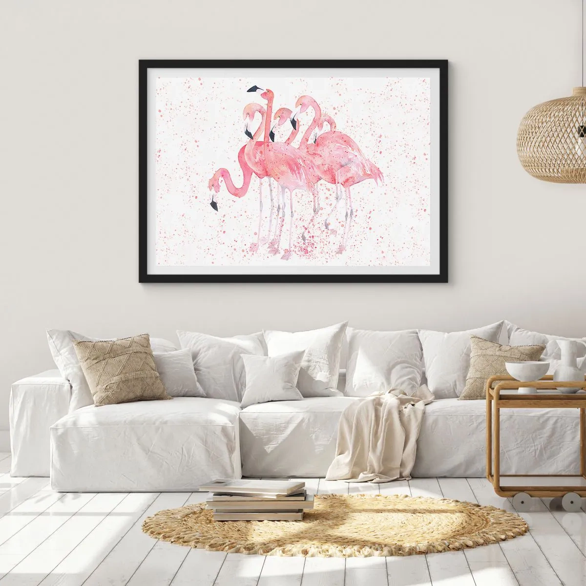 Póster en marco negro - Asamblea rosa - 50x40 cm