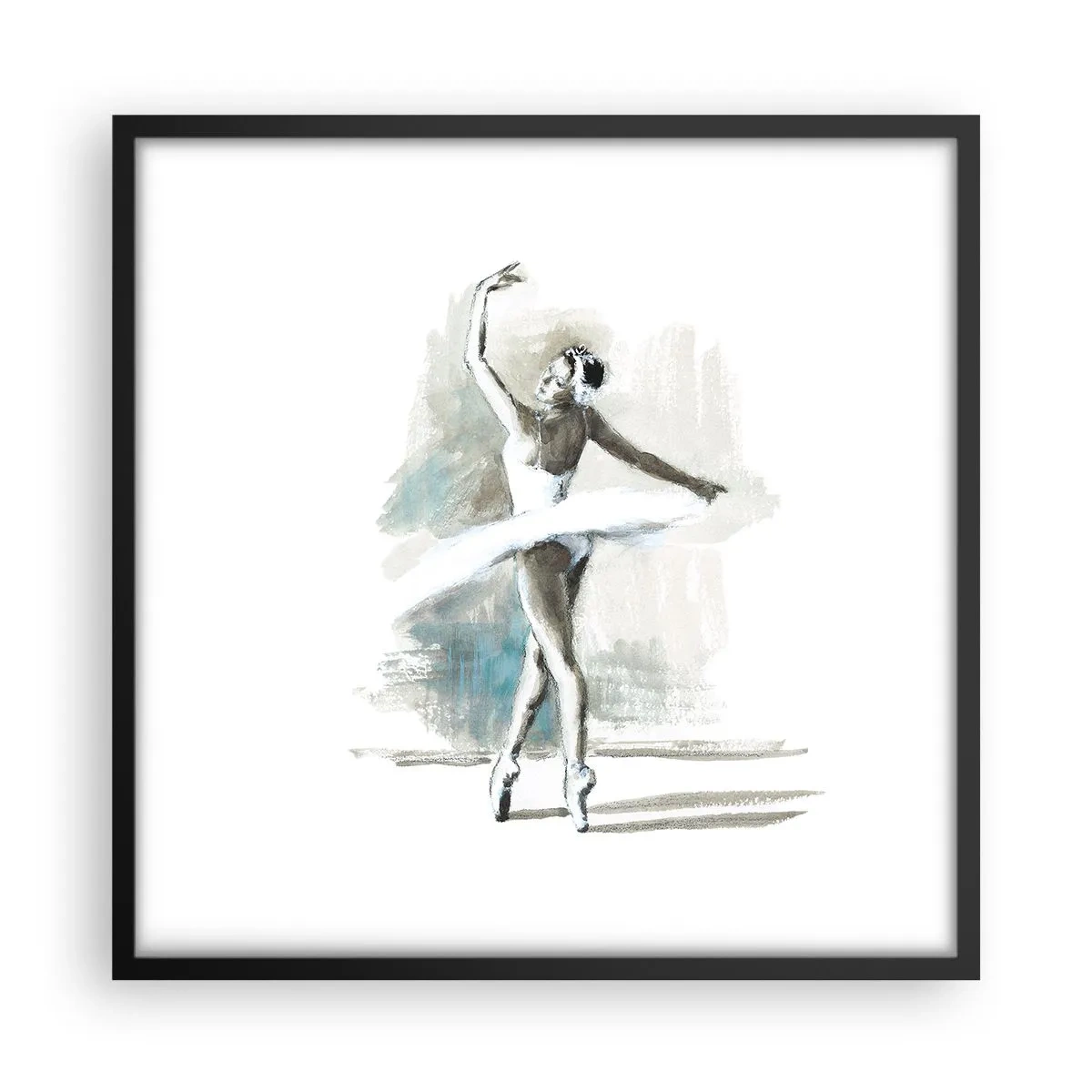 Póster en marco negro - Encantada por un cisne - 50x50 cm