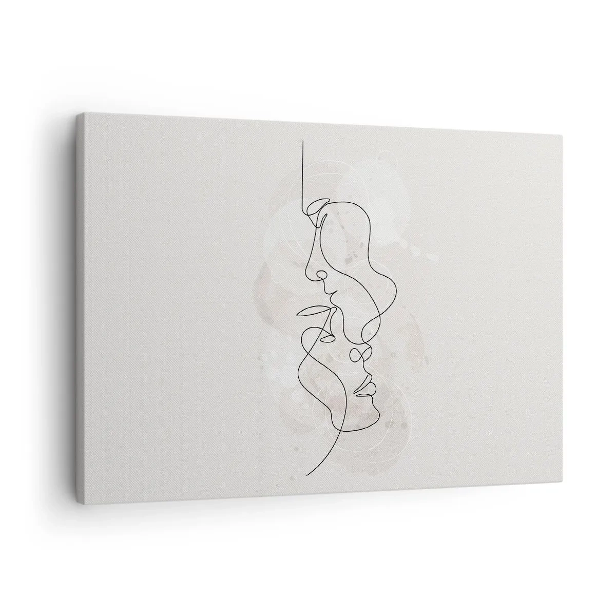 Cuadro sobre lienzo - Impresión de Imagen - Esquema abstracto de dos caras sobre un fondo claro - 70x50cm - En un abrazo - Decoración de pared moderna para salón y dormitorio ARTTOR