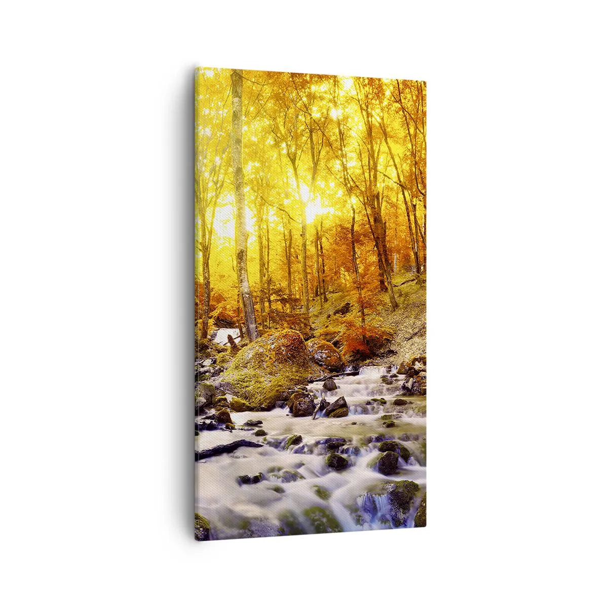 Cuadro sobre lienzo - Impresión de Imagen - Piedras bañadas en oro y platino - 55x100 cm