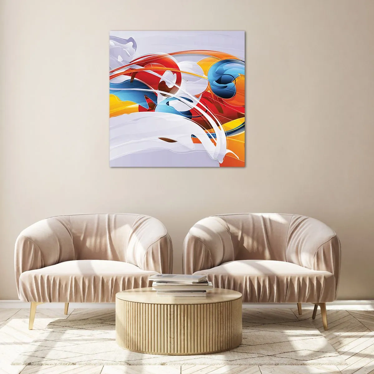 Cuadro sobre vidrio - Impresiones sobre Vidrio - Danza de los elementos - 70x70 cm