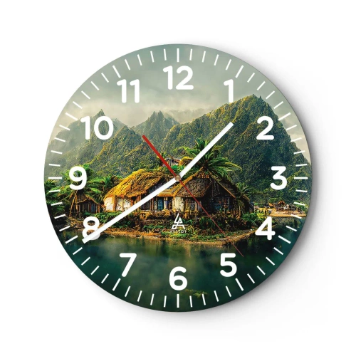 Reloj de pared - Reloj de vidrio - Paraíso tropical - 40x40 cm