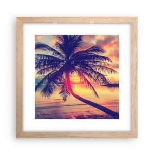 Póster en marco roble claro - Atardecer bajo las palmeras - 30x30 cm