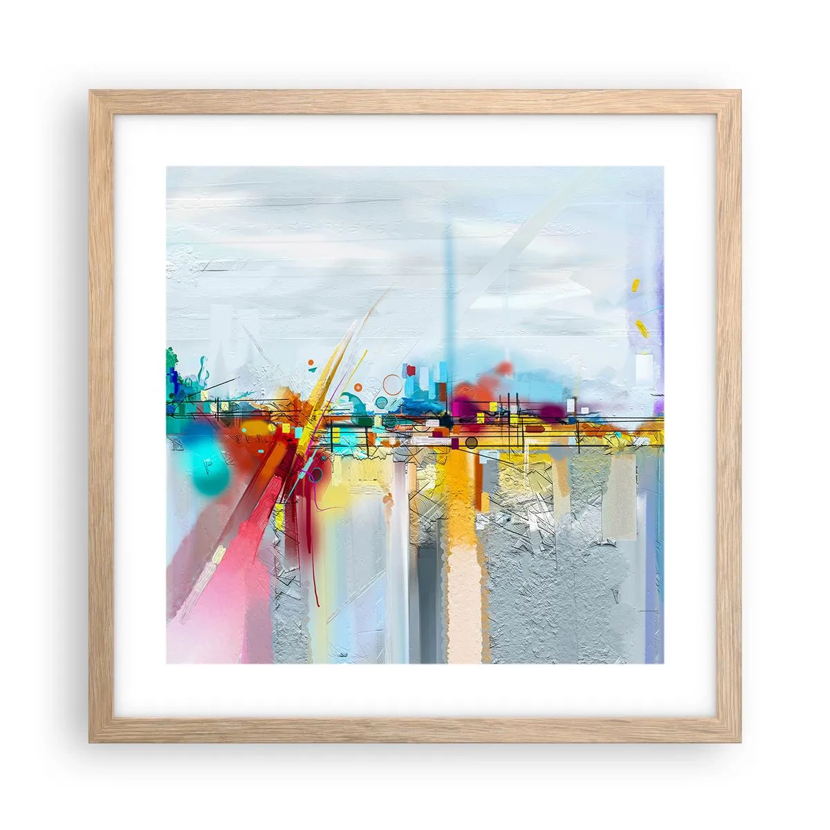 Póster en marco roble claro - Un puente de alegría sobre el río de la vida - 40x40 cm