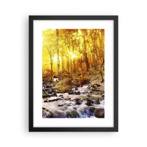 Póster en marco negro - Piedras bañadas en oro y platino - 30x40 cm