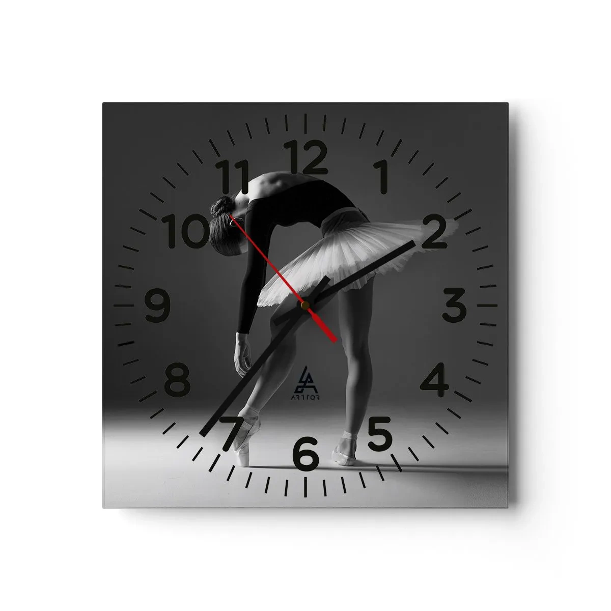 Reloj de pared - Reloj de vidrio - Bella bailarina - 30x30 cm