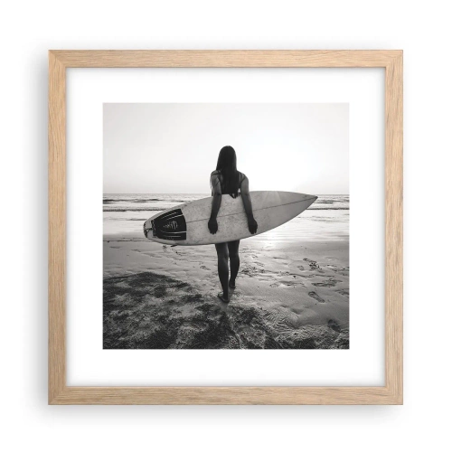 Póster en marco roble claro - Hija de las olas marinas - 30x30 cm