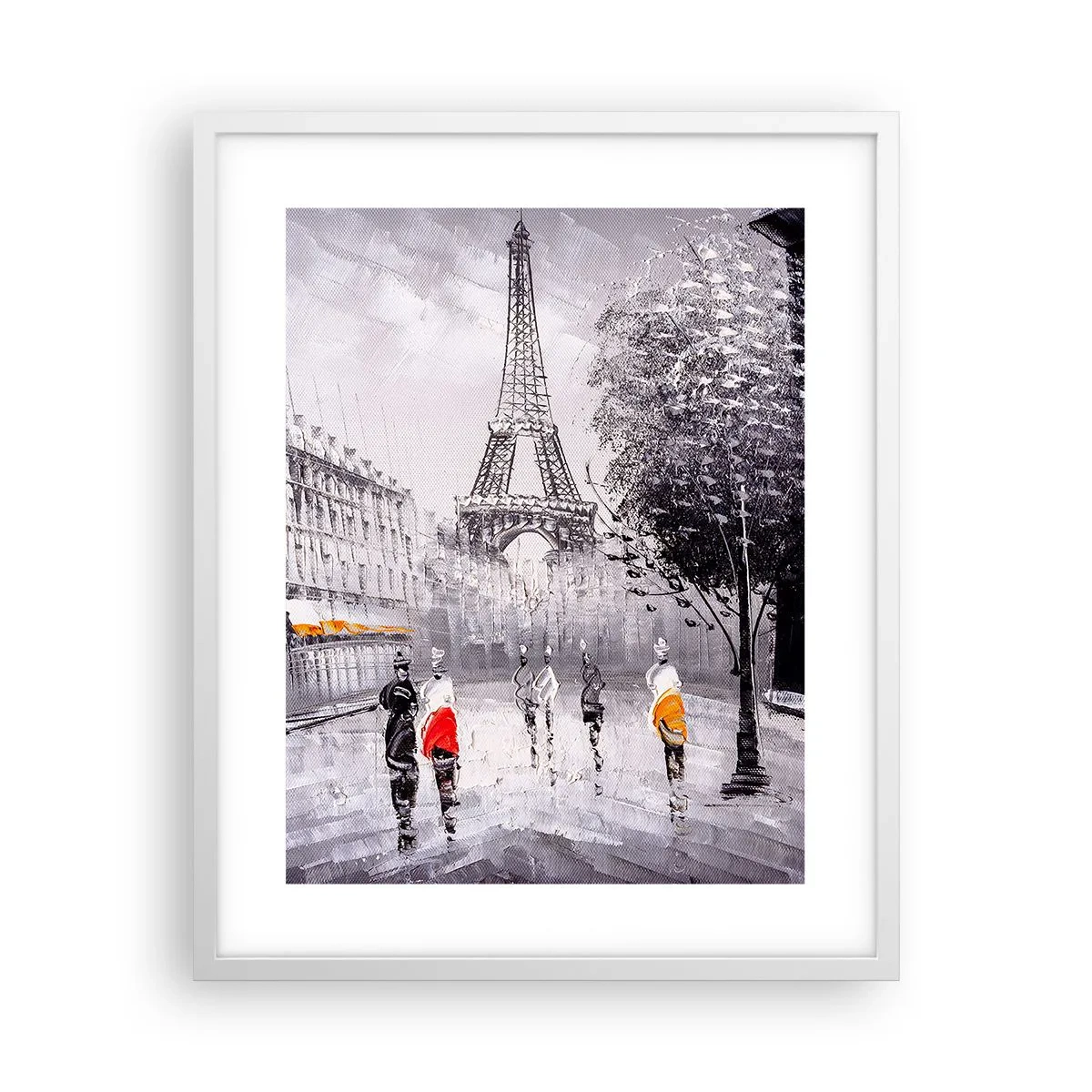Póster en marco blanco - Un paseo parisino - 40x50 cm