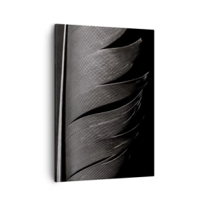 Cuadro sobre lienzo - Impresión de Imagen - Textura de plumas en blanco y negro en un estilo minimalista. - 50x70cm - Pluma - una construcción maravillosa - Decoración de pared moderna para salón y dormitorio ARTTOR