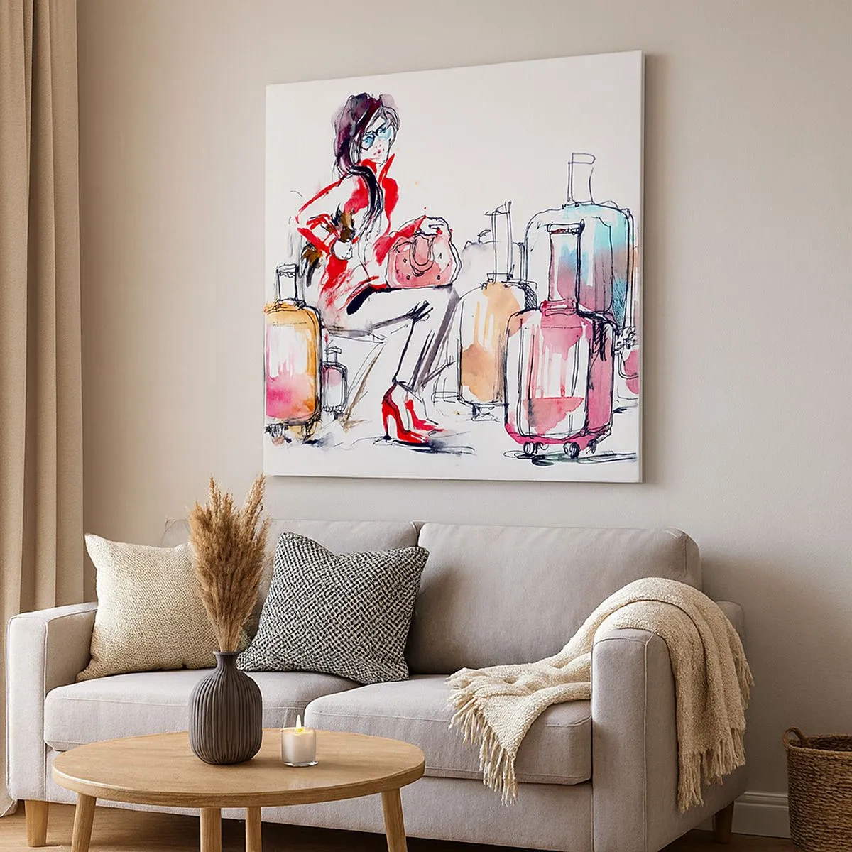 Cuadro sobre lienzo - Impresión de Imagen - Sentémonos antes del viaje - 30x30 cm