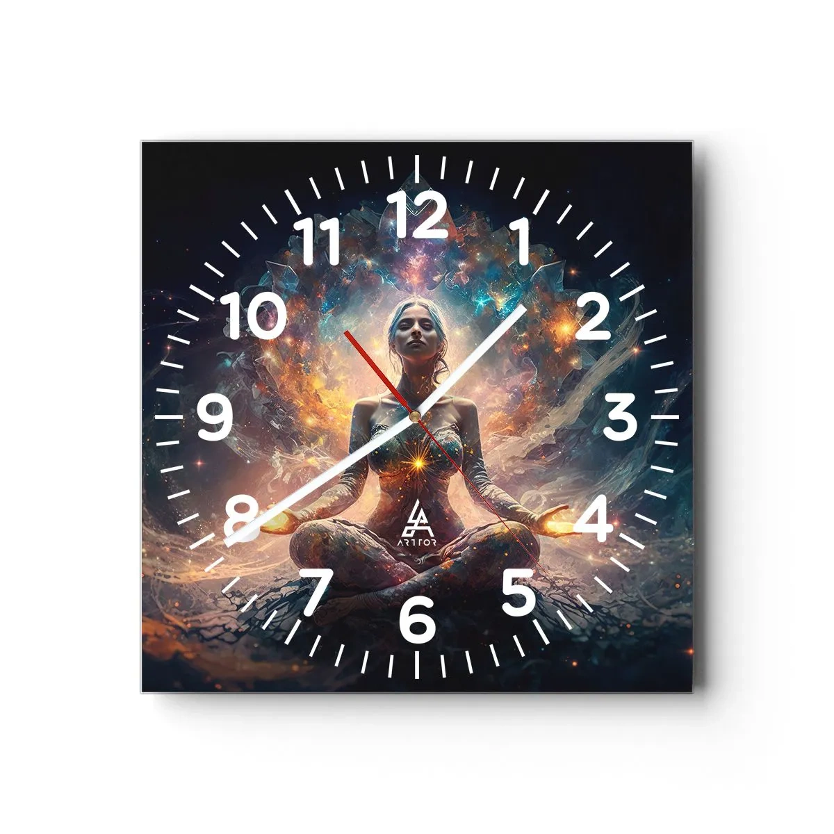 Reloj de pared - Reloj de vidrio - Flujo de buena energía - 40x40 cm