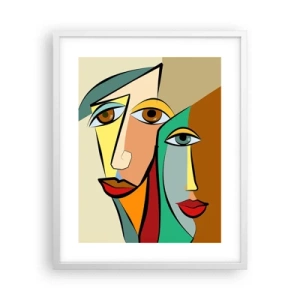 Póster en marco blanco - Pareja cubista - 40x50 cm