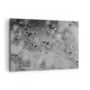 Cuadro sobre lienzo - Impresión de Imagen - Patrón abstracto de burbujas en blanco y negro - 120x80cm - Como un paisaje lunar - Decoración de pared moderna para salón y dormitorio ARTTOR