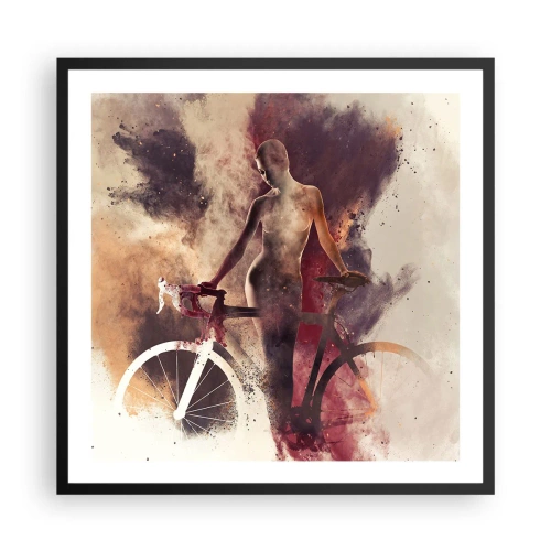 Póster en marco negro - En las formas de mármol un alma ciclista - 60x60 cm