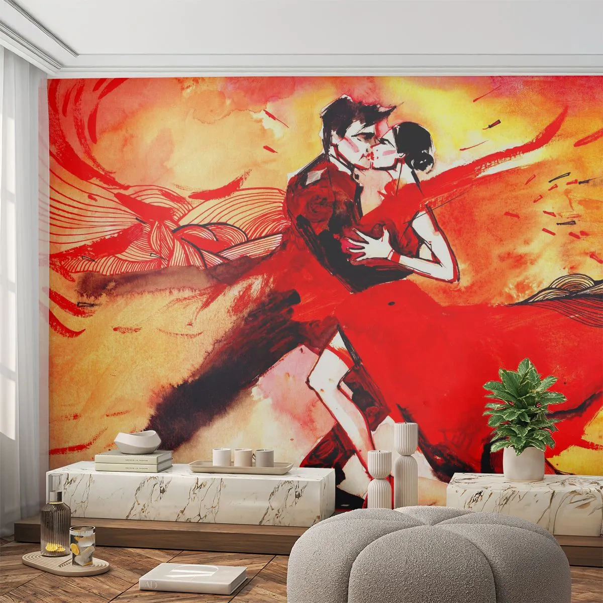 Fotomural Standard Eco - Ritmo púrpura de la pasión - Abstracción, Bailar, Tango - 400x280 cm