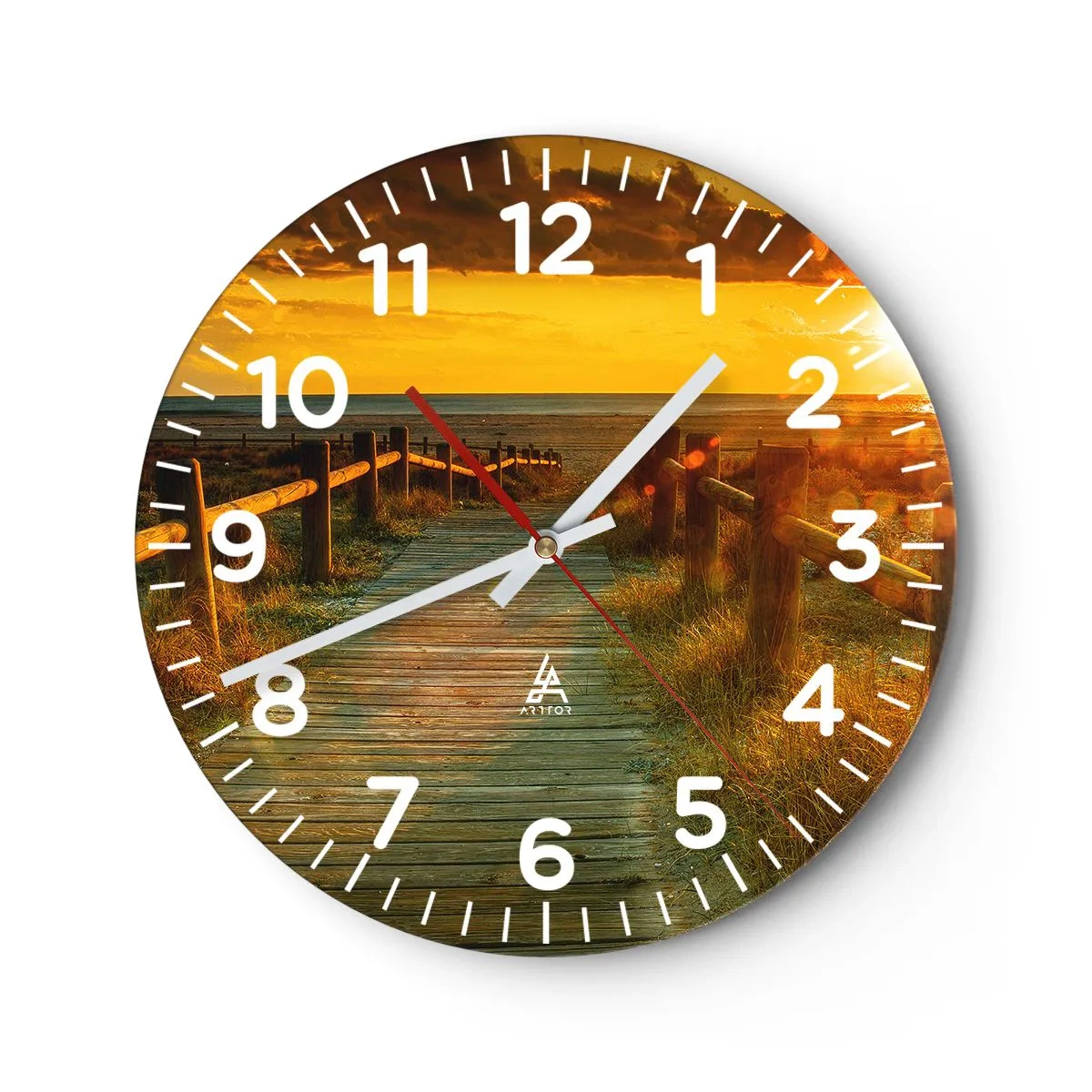 Reloj de pared - Reloj de vidrio - Bañado en oro viejo - 30x30 cm