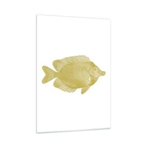 Cuadro sobre vidrio - Impresiones sobre Vidrio - Pez dorado vintage sobre un fondo claro - 50x70cm - No recuerdo quién eras - Decoración de pared moderna para salón y dormitorio ARTTOR