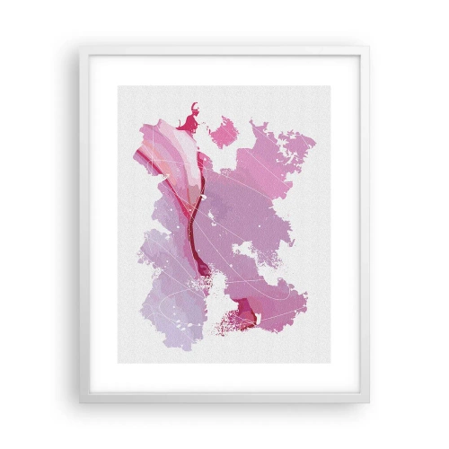 Póster en marco blanco - Mapa de un mundo rosa - 40x50 cm