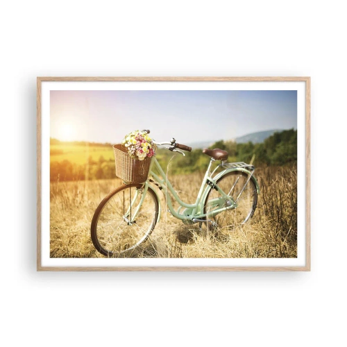 Póster en marco roble claro - Me quedaré aquí un tiempo - 100x70 cm