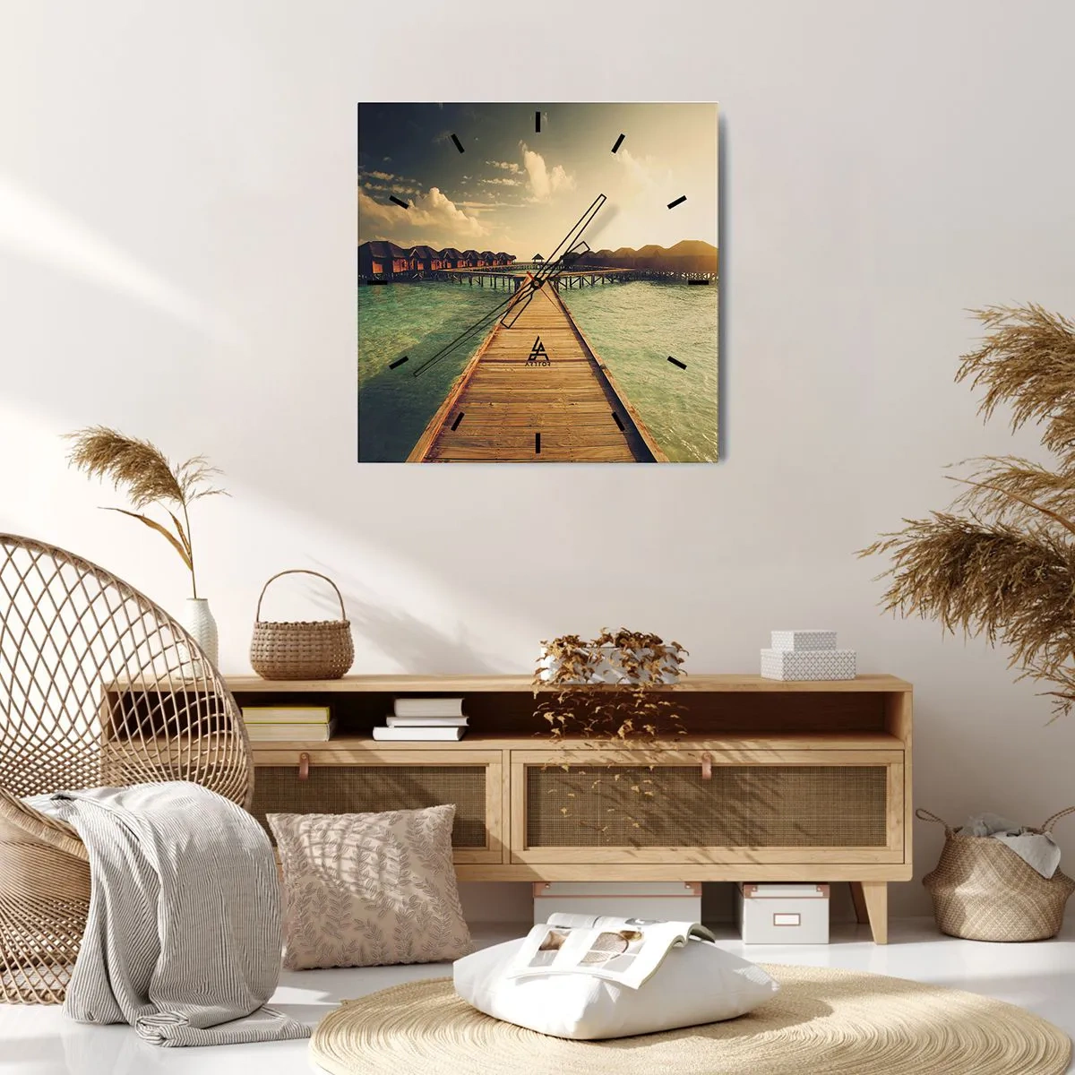Reloj de pared - Reloj de vidrio - Una cálida invitación - 30x30 cm