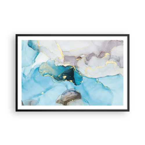 Póster en marco negro - Un estudio del encuentro entre el gris y el turquesa - 91x61 cm