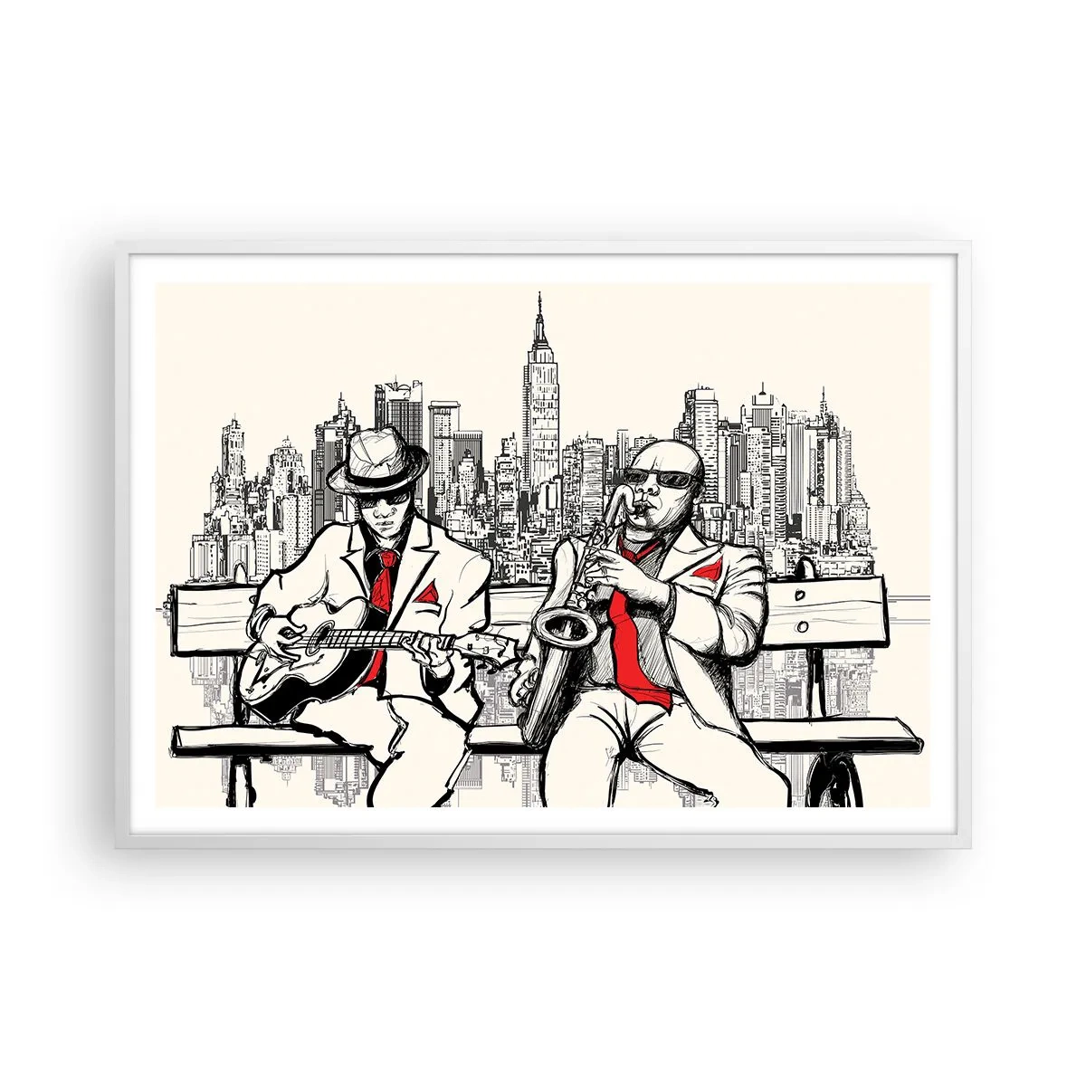 Póster en marco blanco - Improvisación en Nueva York - 100x70 cm