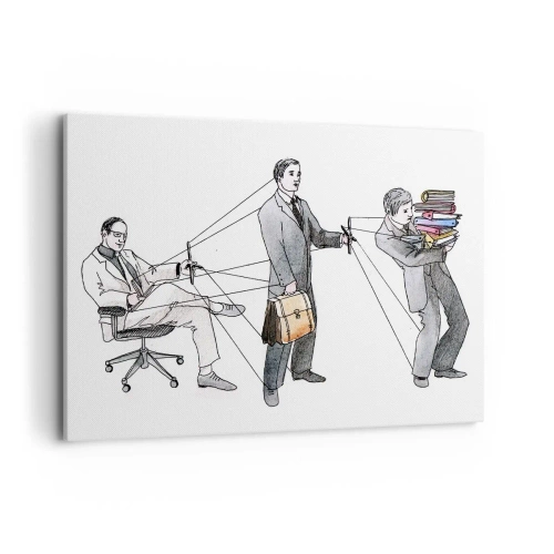 Cuadro sobre lienzo - Impresión de Imagen - Una ilustración que muestra personas controladas como marionetas. - 100x70cm - Cada cual tiene su señor - Decoración de pared moderna para salón y dormitorio ARTTOR