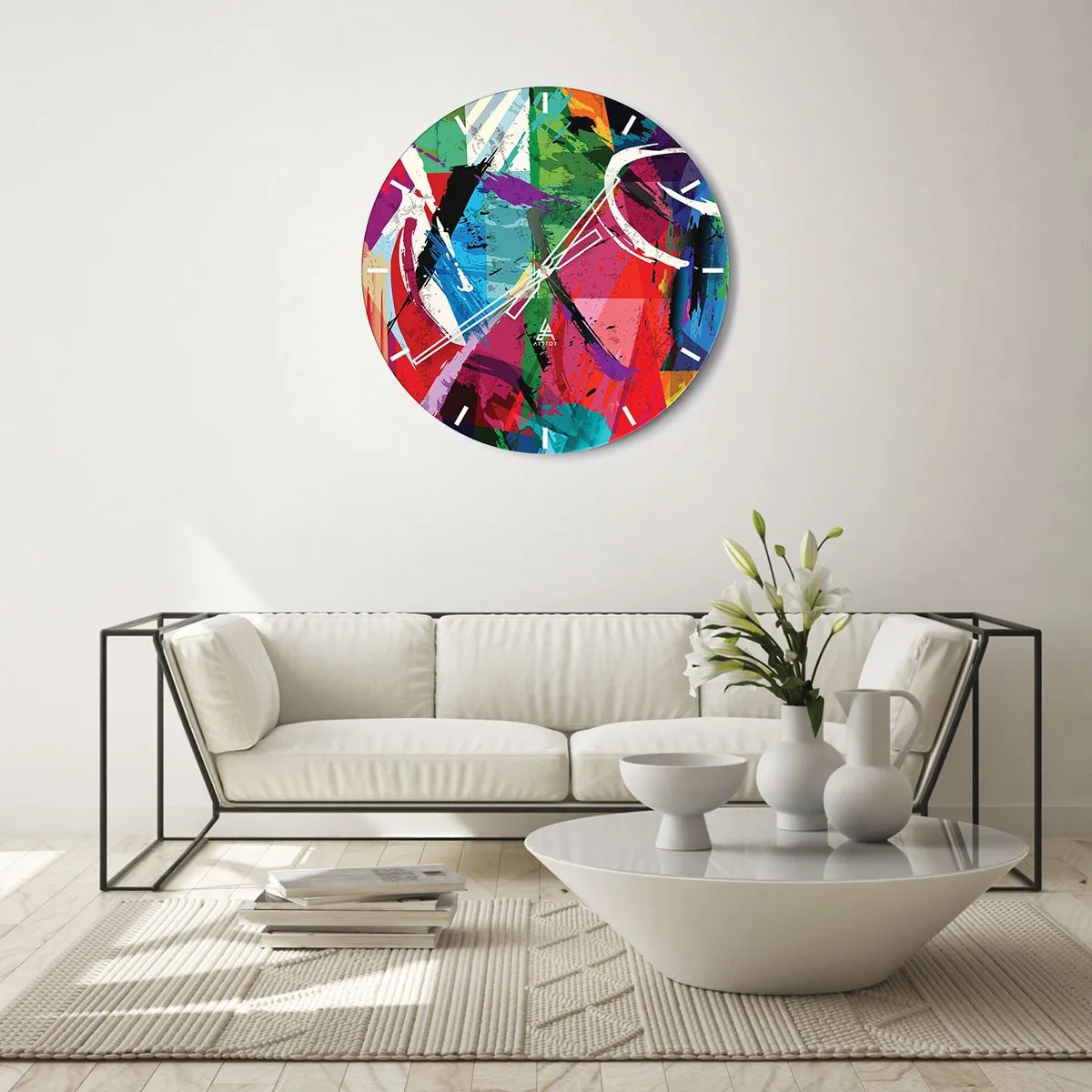 Reloj de pared - Reloj de vidrio - Rápido, animado y con efecto - 30x30 cm