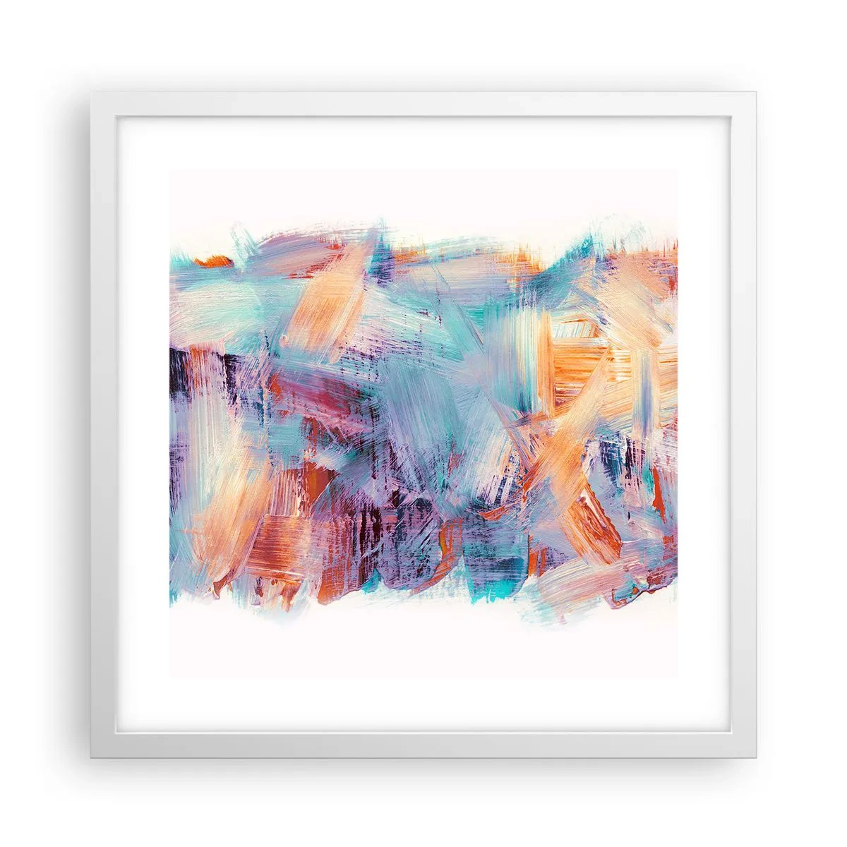 Póster en marco blanco - Colorido desorden - 40x40 cm