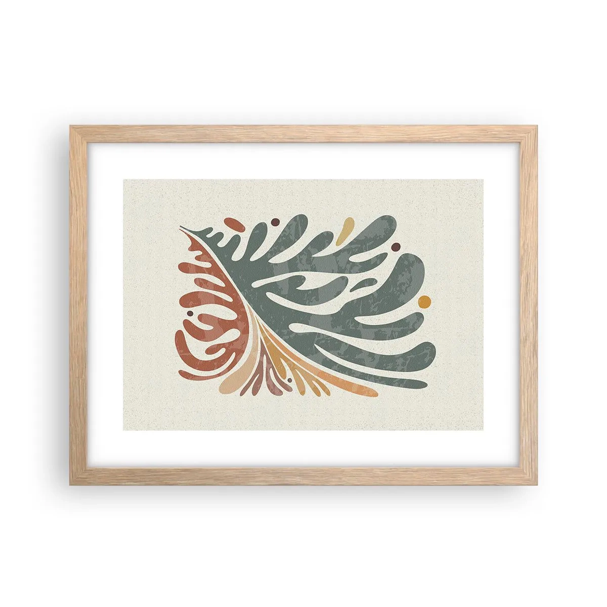 Póster en marco roble claro - Hoja multicolor - 40x30 cm