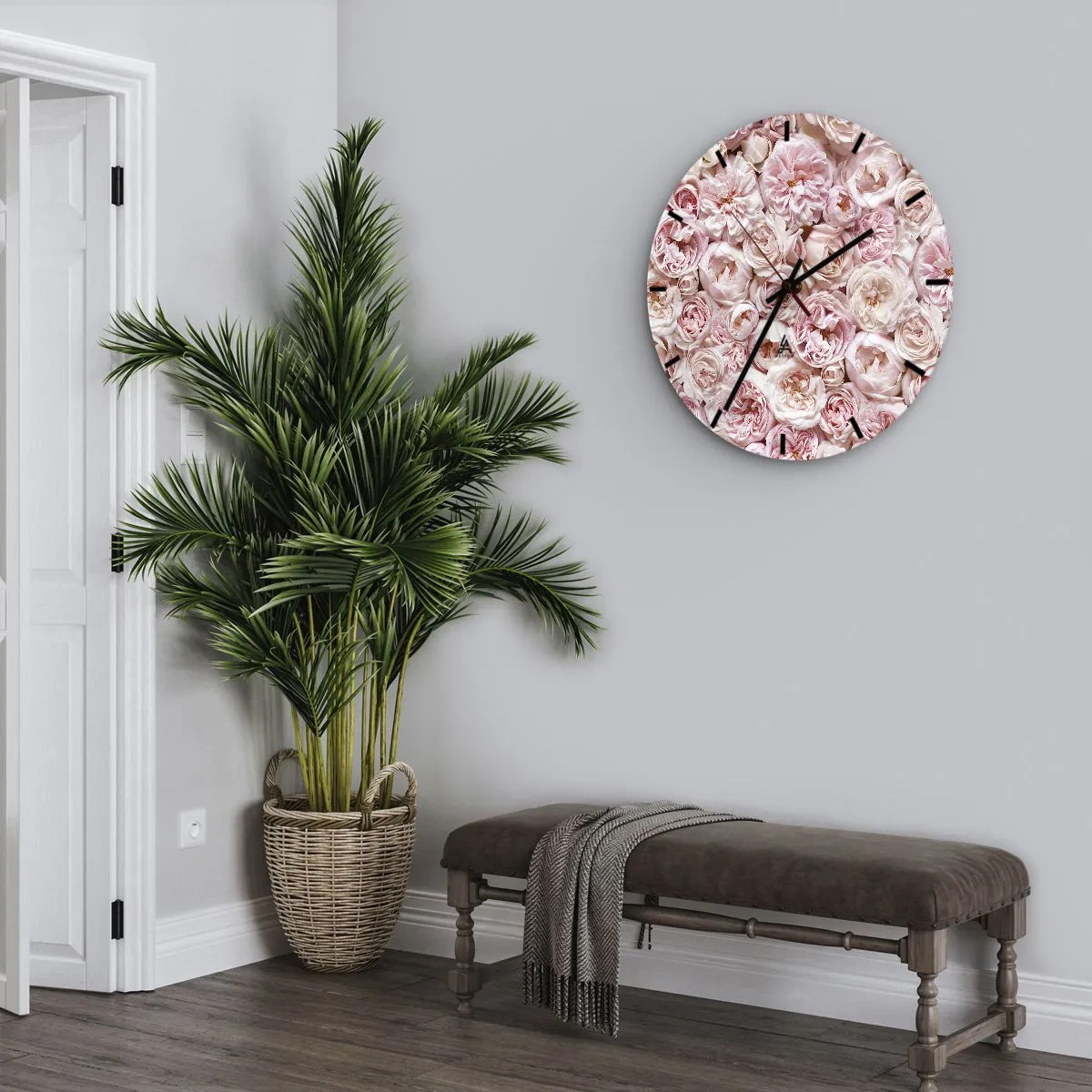 Reloj de pared - Reloj de vidrio - Salpicado de rosas - 40x40 cm