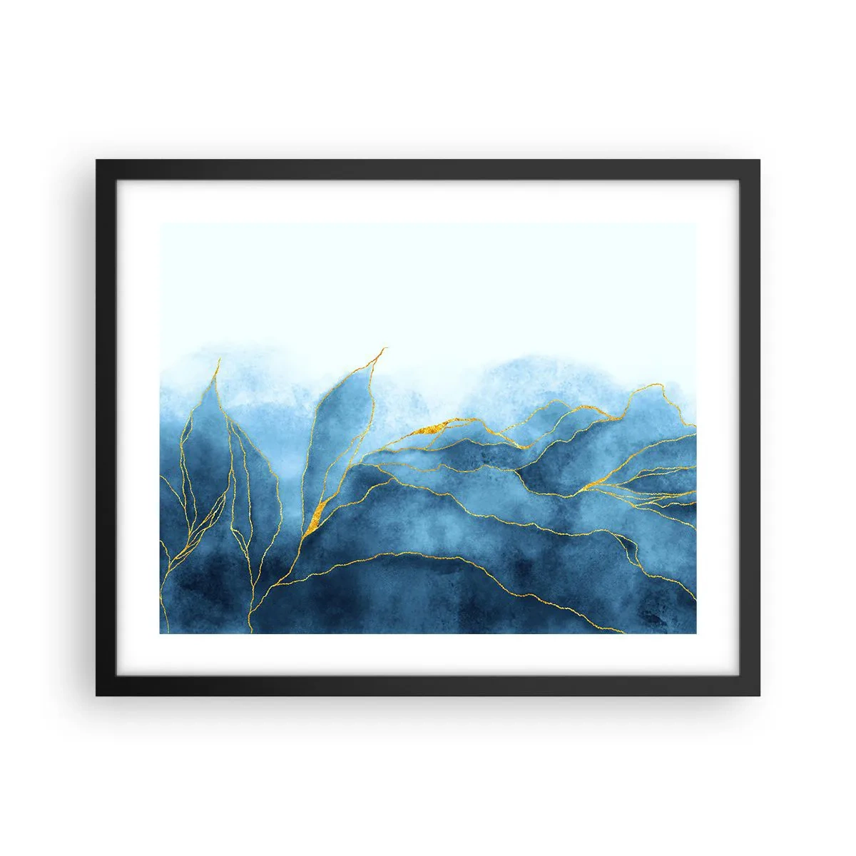 Póster en marco negro - Oro y azul - 50x40 cm