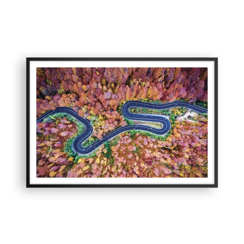 Póster en marco negro - Un camino sinuoso a través del bosque - 91x61 cm