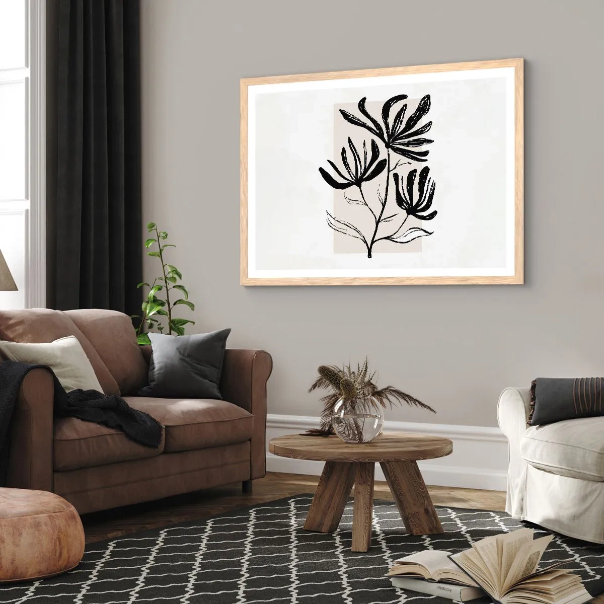 Póster en marco roble claro - Esbozo para un herbario - 50x40 cm
