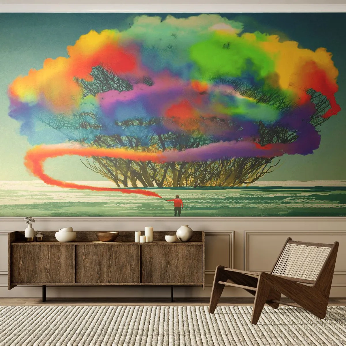 Fotomural Premium Canvas - Dale vida a este mundo - Abstracción, Hombre, Patrón moderno - 500x350 cm