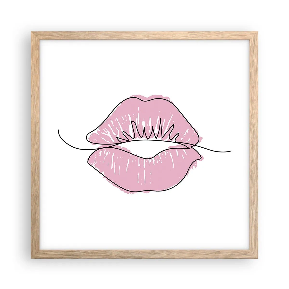 Póster en marco roble claro - ¿Listo para un beso? - 40x40 cm