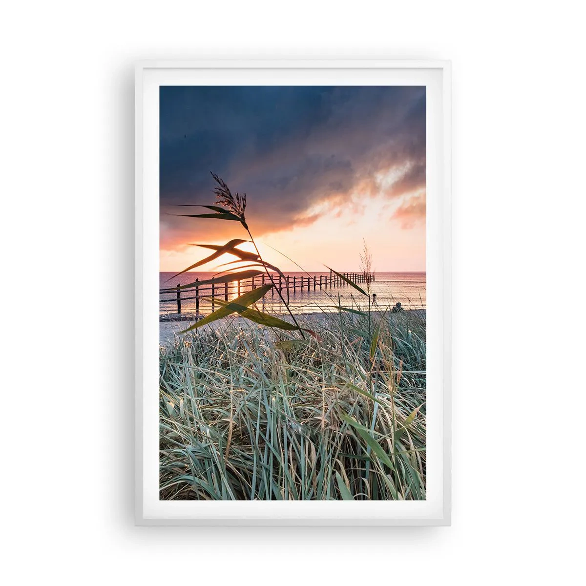 Póster en marco blanco - Bailando con el viento - 61x91 cm