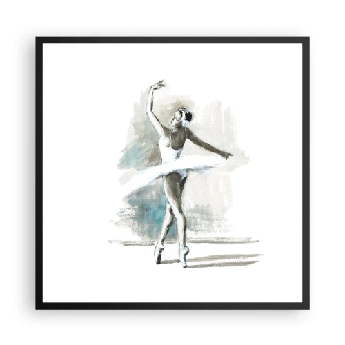 Póster en marco negro - Encantada por un cisne - 60x60 cm