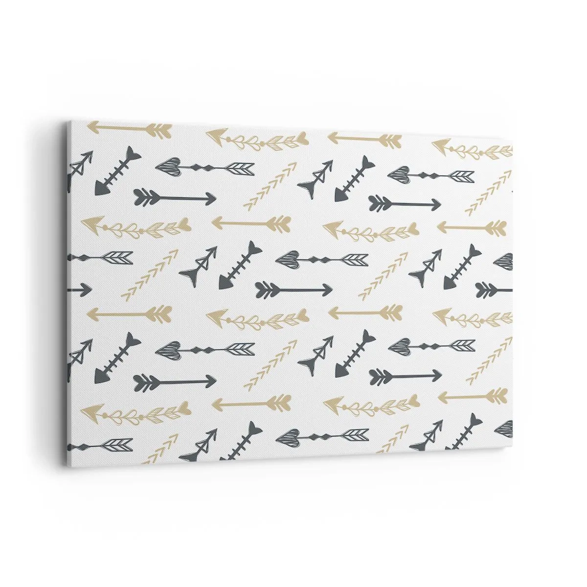 Cuadro sobre lienzo - Impresión de Imagen - Un patrón minimalista con flechas en colores beige y gris. - 120x80cm - El sueño de un arquero - Decoración de pared moderna para salón y dormitorio ARTTOR