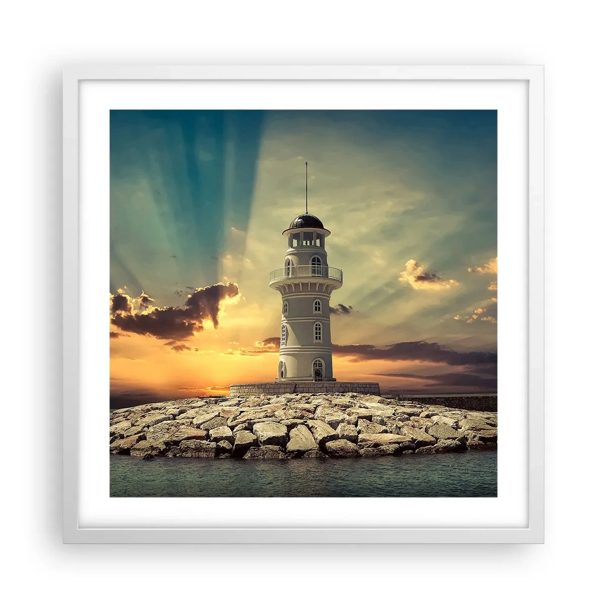 Póster en marco blanco - Luz - Bondad - Belleza - 50x50 cm