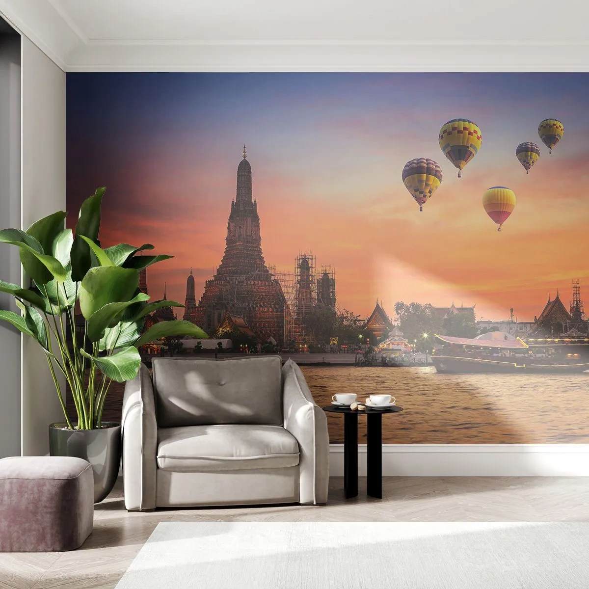 Fotomural Premium Sand - Aquí es donde nacen los cuentos de hadas - Bangkok, Templo del amanecer, Tailandia - 200x140 cm