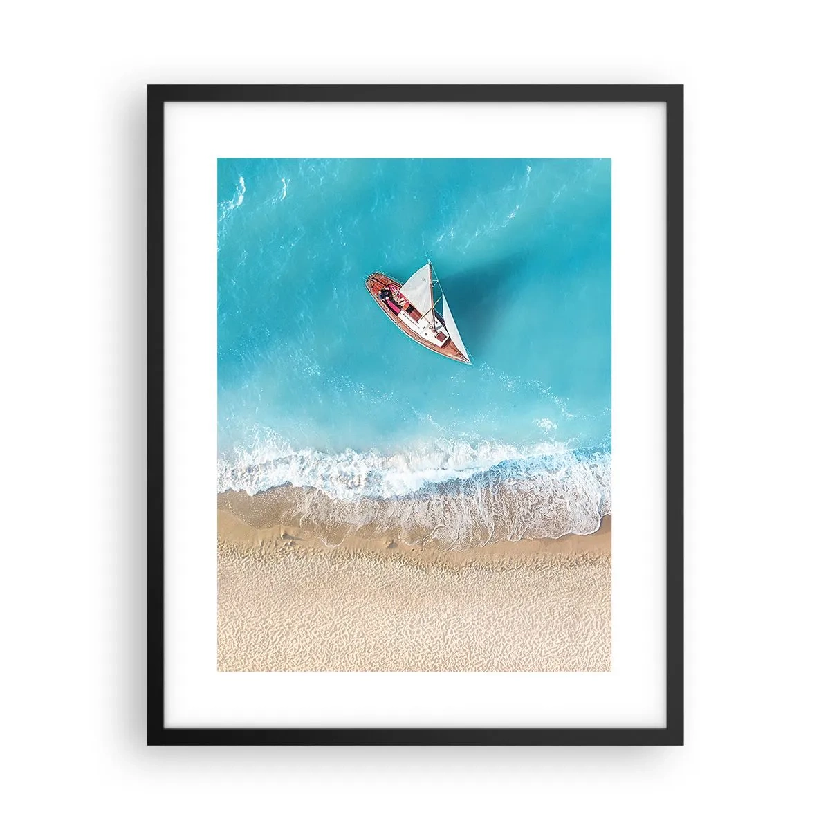 Póster en marco negro - Frontera celeste y dorada - 40x50 cm